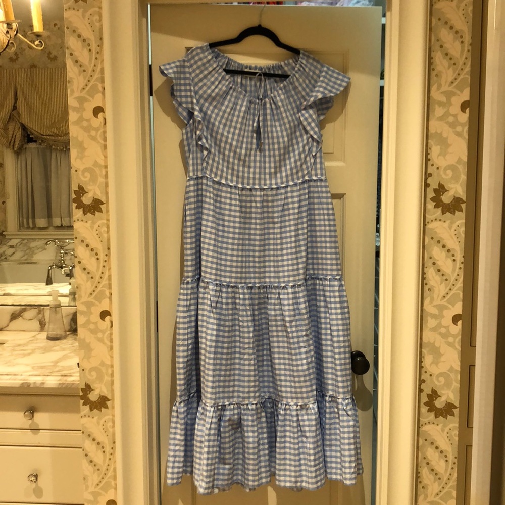 Ephemera light blue gingham maxi dress (size S/M)